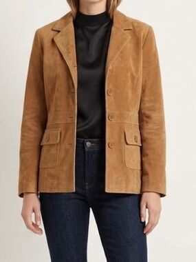 Vintage 90s Aziza Gold Mustard Vegan Suede Leather Jacket XL
